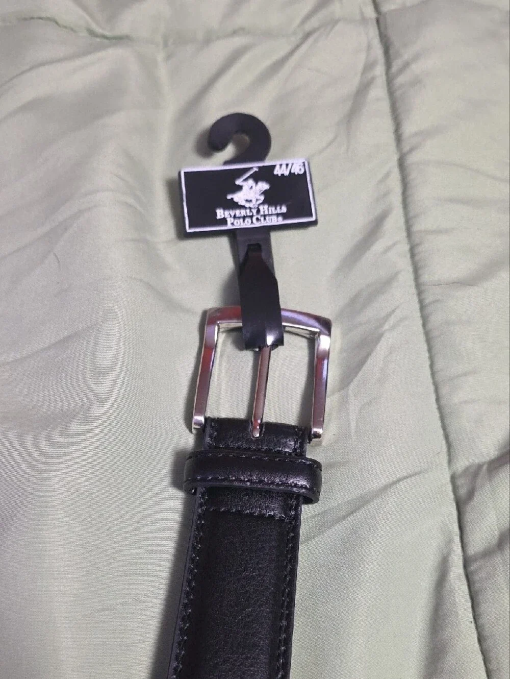 Beverly Hills Polo Club Black Bonded Leather Belt, Sz 44/46